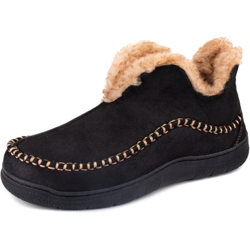 Men's Moccasin Bootie Slippers With Cozy Memory Foam, Winter Warm Fuzzy Indoor Outdoor House Shoes