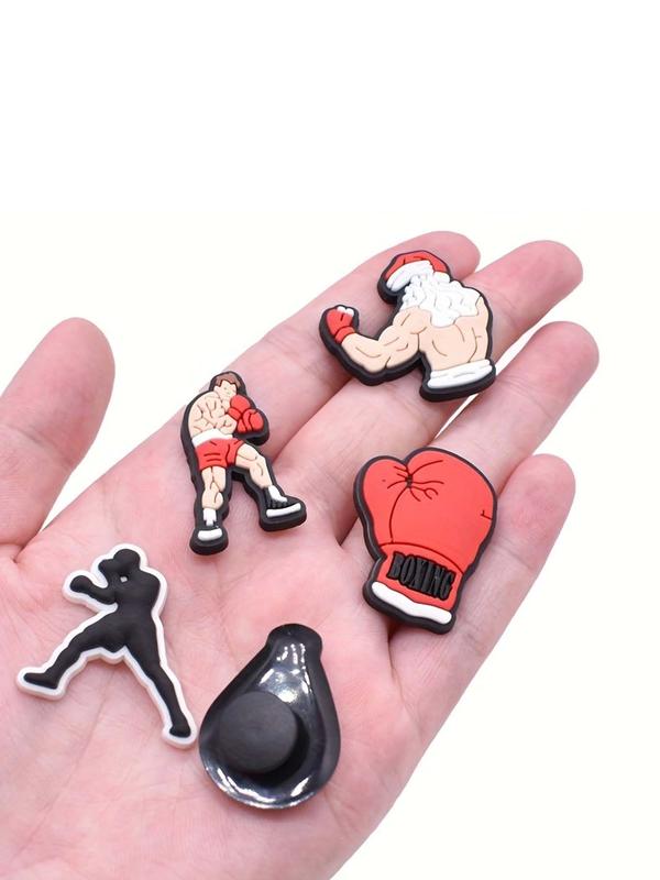 Creative Boxing Theme Design Shoes Decorations, 9pcs Boxing Theme Shoe Charm Set, Fashionable Shoes Decorations for Clogs, Bogg Bag, Sandals and Slippers