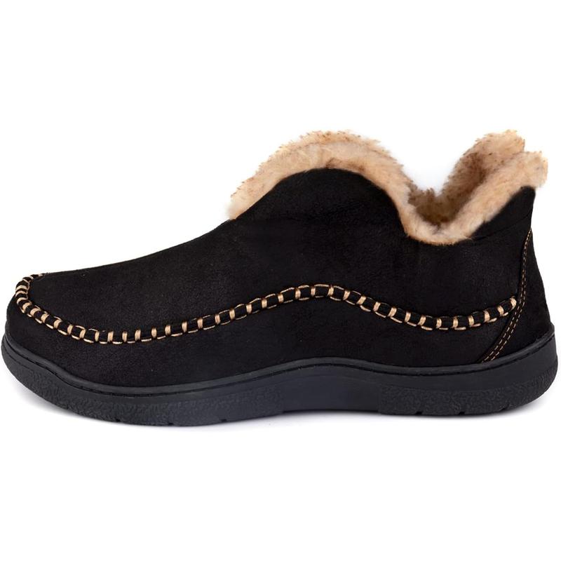 Men's Moccasin Bootie Slippers With Cozy Memory Foam, Winter Warm Fuzzy Indoor Outdoor House Shoes