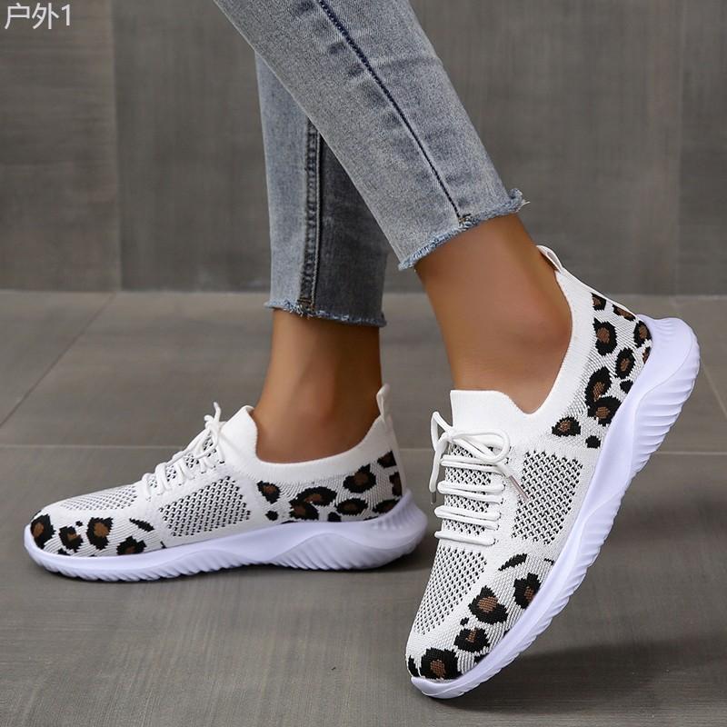 Women's Breathable & Lightweight Sneakers, Leopard Pattern Lace-up Running Shoes, Women's Footwear Casual Runner