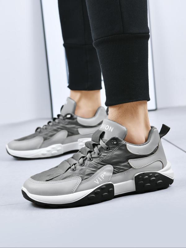 Men's Colorblock Letter Pattern Patched Lace Up Low Top Casual Sneakers, Basketball Shoes for Men, Casual Breathable Comfortable Designer Sports Running Male Round Toe Trainer Walking Shoes