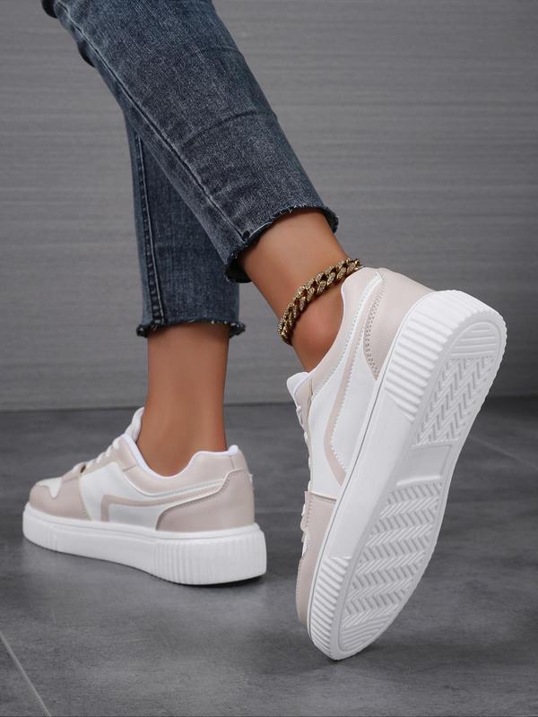 Women's Fashionable Lace Up Platform Sneakers, Casual Comfortable Breathable Sports Shoes, Female All-match Round Toe Shoes for Daily Wear