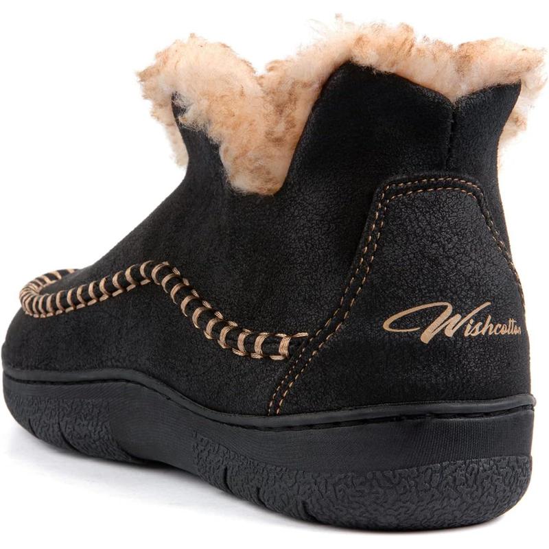 Men's Moccasin Bootie Slippers With Cozy Memory Foam, Winter Warm Fuzzy Indoor Outdoor House Shoes