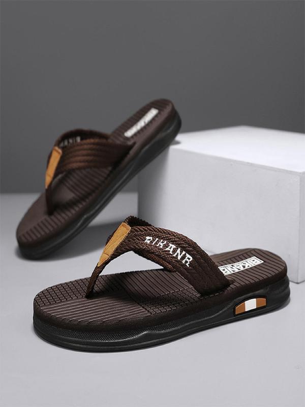 Men's Letter Pattern Thick Sole Non-slip Flip Flops, Casual Comfortable Home Slippers, Summer Outdoor Beach Slippers for Men