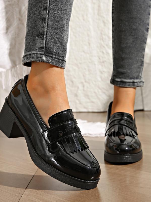 Women's Fashionable Plain Color Loafers, Casual Comfortable Thick Sole Slip on Shoes for Daily Wear, All-match Commuter Shoes for Work