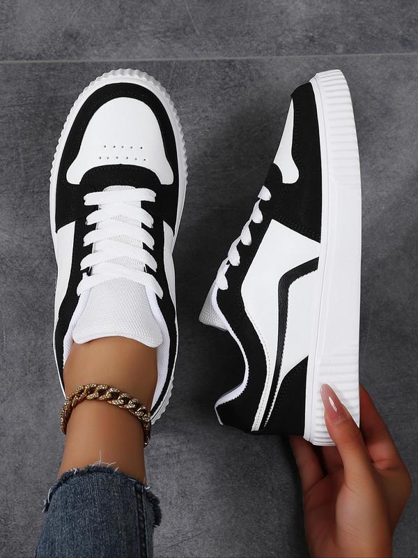 Women's Fashionable Lace Up Platform Sneakers, Casual Comfortable Breathable Sports Shoes, Female All-match Round Toe Shoes for Daily Wear