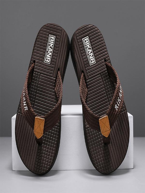 Men's Letter Pattern Thick Sole Non-slip Flip Flops, Casual Comfortable Home Slippers, Summer Outdoor Beach Slippers for Men