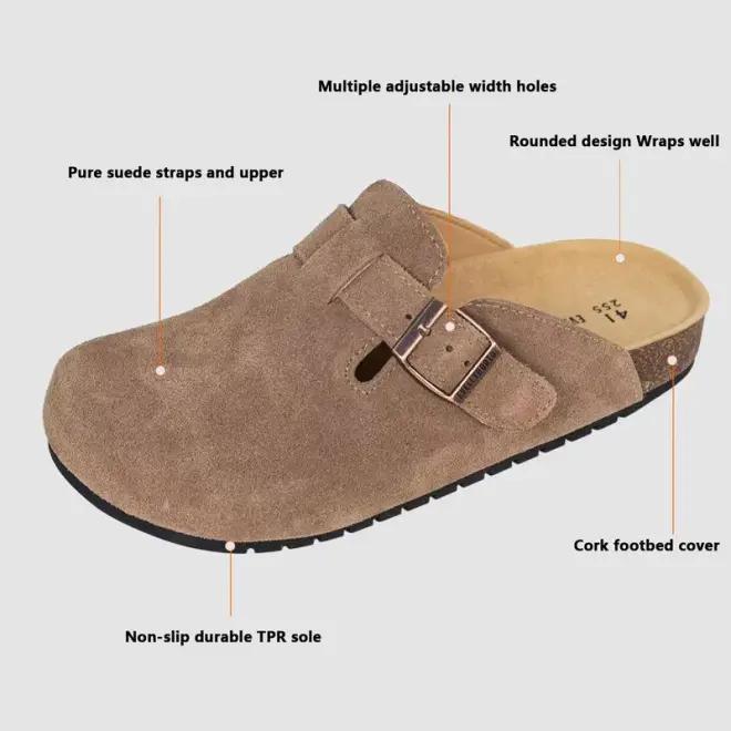 Men's and women's round toe clogs, fashion suede shoes, outdoor slippers, adjustable clogs, vintage fashion walking shoes, slippers, spring, summer, autumn and winter shoes