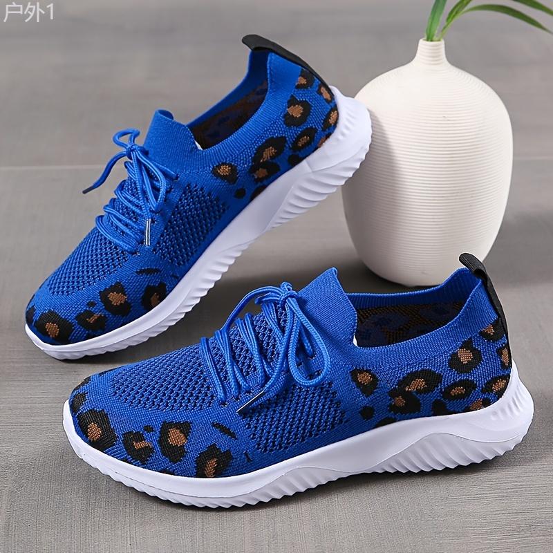 Women's Breathable & Lightweight Sneakers, Leopard Pattern Lace-up Running Shoes, Women's Footwear Casual Runner