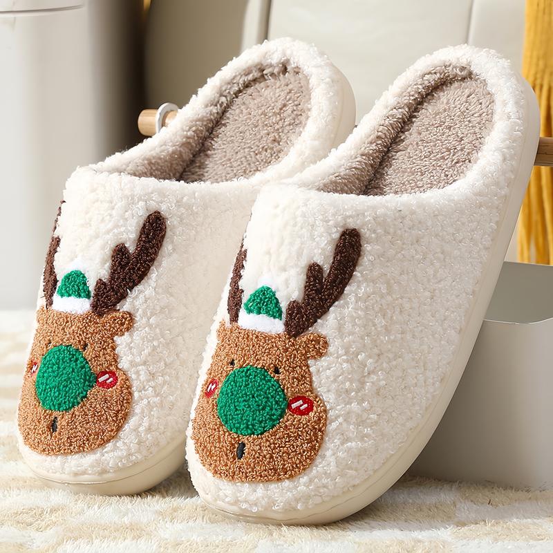 Cartoon Santa Face House Slippers Cute Plush Fuzzy Cushioned Slippers for IndoorOutdoor, New Trendy Cozy Fall BedroomMatching Slippers for Women Girl Footwear Shoe Walking Shoes