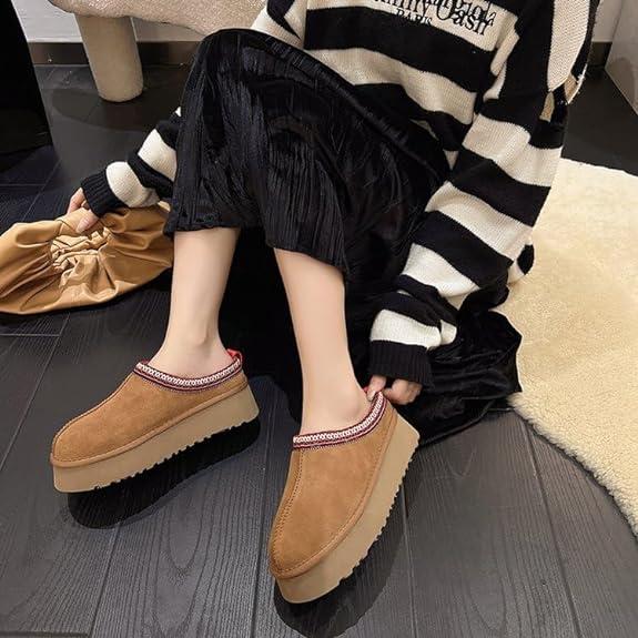 agerose-[Fall New Arrivals] Women's Mini Platform Boots with Fluffy Fur Lining Short Ankle for Winter,Casual Comfortable Ankle Boots for Fall & Winter, Fluffy Plush Lined Shoes for Indoor & Outdoor