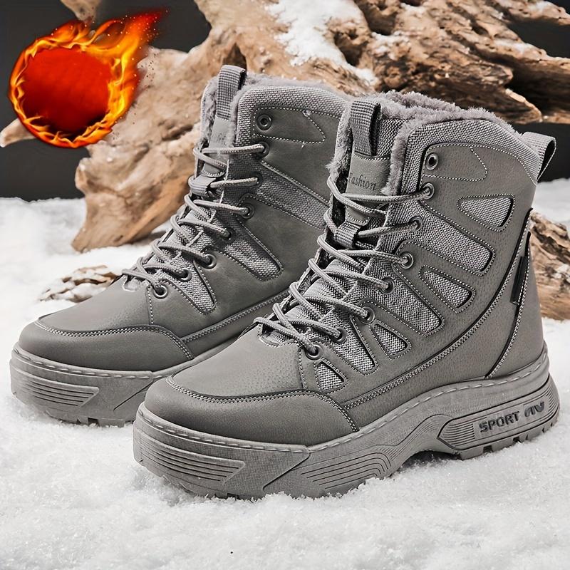 Men's Winter Snow Boots - Warm, Non-Slip, High-Top with Plush Lining for Outdoor & Casual Wear Boy Shoe