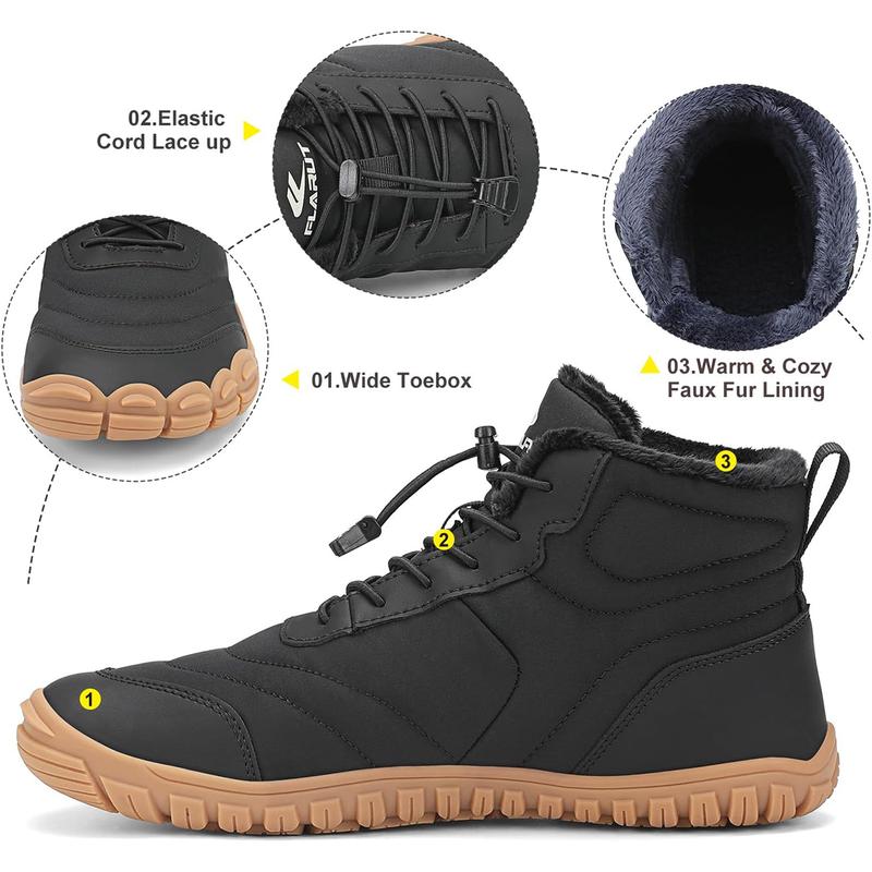 Winter Mens Womens Big Toe Box Snow Boots Winter Shoes Warm Fur Anti-Slip  Outsole Outdoor Casual Barefoot Zero Drop Ankle SneakersChristmas gift, best birthday gift