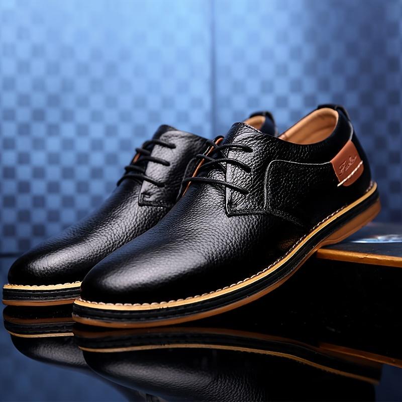 Men's Split Leather Casual Shoes, Breathable Anti-skid Lace-up Shoes For Business Office comfortable shoes