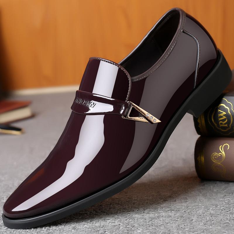 Fall New Men's Leather Shoes Bright Leather Business Casual Slip-on Loafers Hair Stylist Fashion Shoes