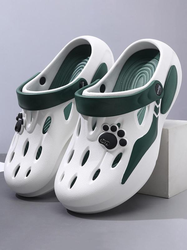 Men's Colorblock Paw Design Vented Clogs, Casual Comfortable Breathable Non-slip Clogs, Fashionable Shoes for Indoor & Outdoor Wear