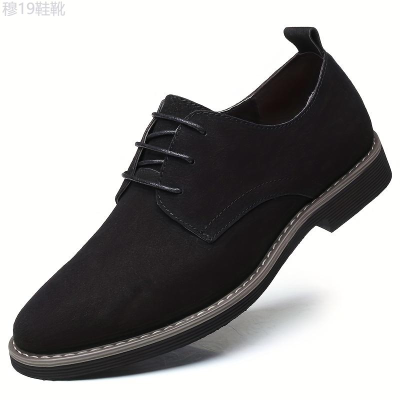 Men's Faux Suede Derby Shoes, Lace-up Front Dress Shoes For Men, Business Formal Wedding Black Tie Optional Events