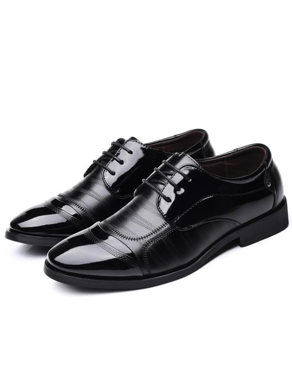 Men's Business Solid Color Lace up Dress Shoes, 1 Pair Fashionable Minimalist PU Leather Shoes, Chic Breathable Formal Shoes for Work Wear