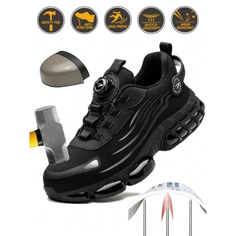 Unisex Anti-Smash Safety Shoes, Steel Toe Caps, Anti-Slip, Breathable,Industrial Construction Sports Rotatory Lace-Free Casual Hiking Shoes Footwear Closed