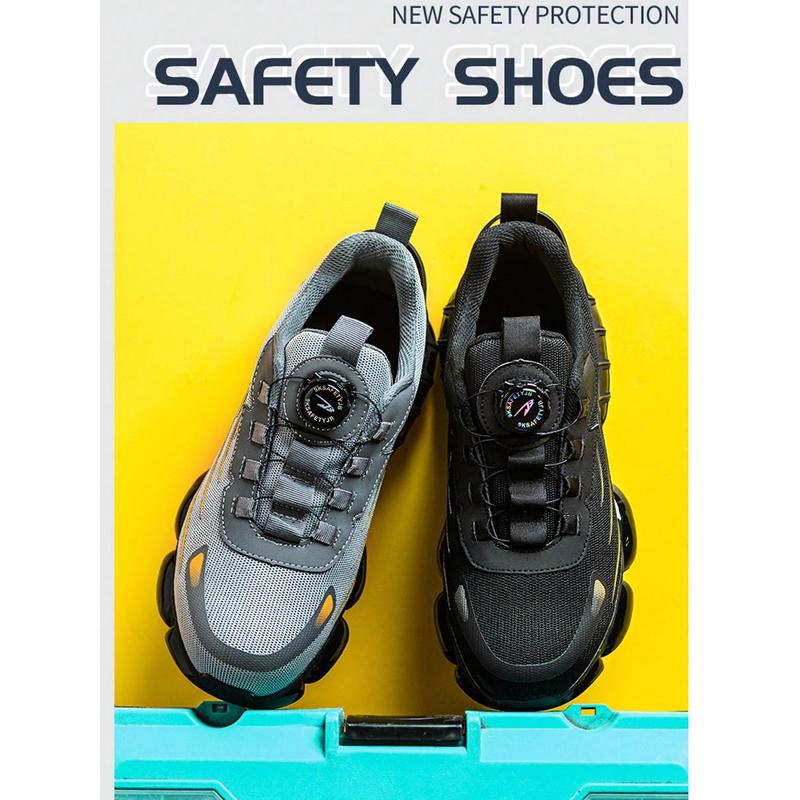 Unisex Anti-Smash Safety Shoes, Steel Toe Caps, Anti-Slip, Breathable,Industrial Construction Sports Rotatory Lace-Free Casual Hiking Shoes Footwear Closed