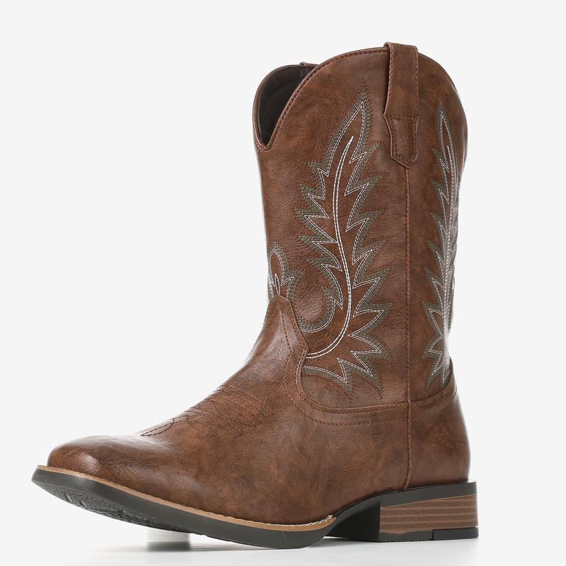 Cowboy Boots For Men Western Mens Cowboy Boots Mid Calf Square Toe Pull on Old West Style Shoes Western Style