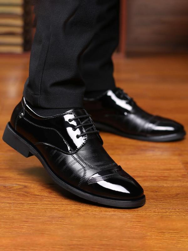 Men's Business Solid Color Lace up Dress Shoes, 1 Pair Fashionable Minimalist PU Leather Shoes, Chic Breathable Formal Shoes for Work Wear