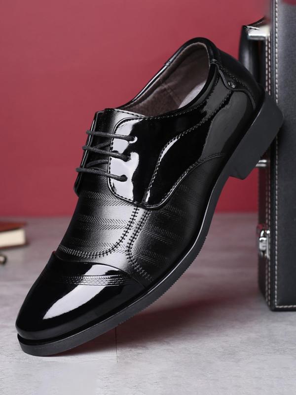 Men's Business Solid Color Lace up Dress Shoes, 1 Pair Fashionable Minimalist PU Leather Shoes, Chic Breathable Formal Shoes for Work Wear