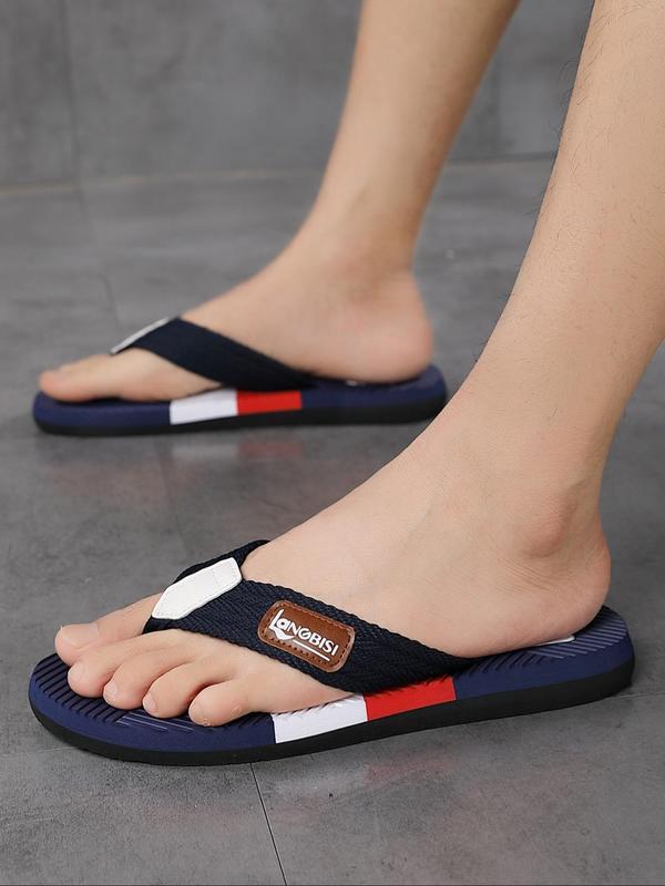 Men's Colorblock Slides Flip-flop, Casual Comfortable Flat Sandals for Beach, Lightweight Breathable Fashion Slippers for Indoor & Outdoor Wear, Fall Outfit、Fall Freshness