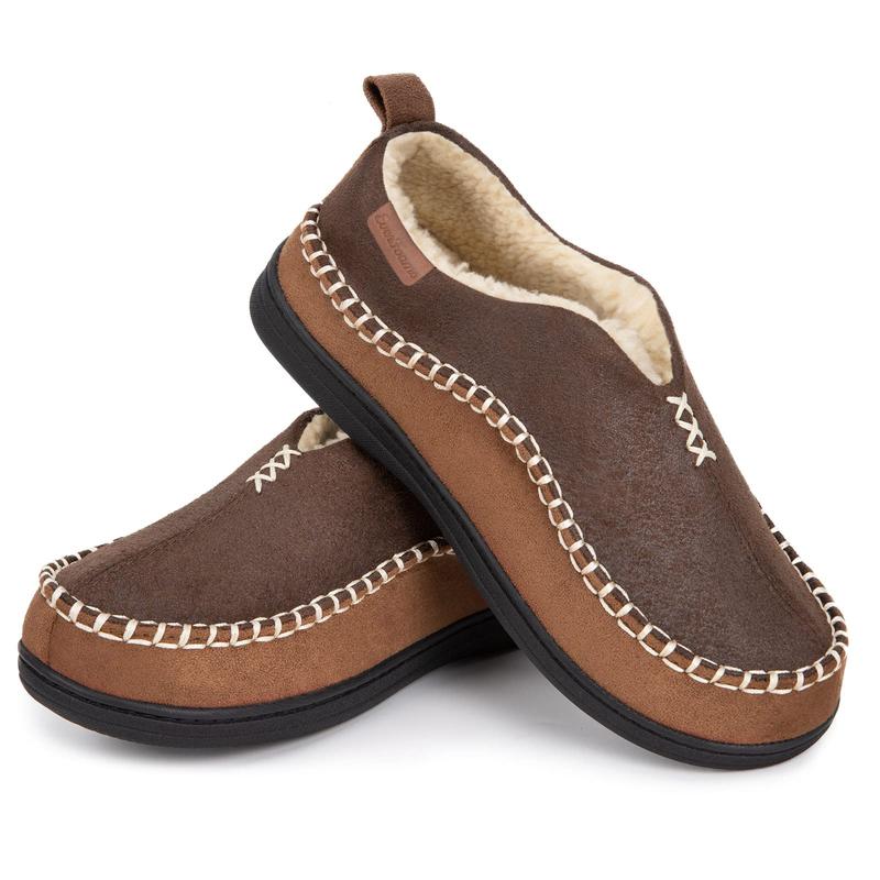 EverFoams Men's Moccasin Slippers – Classic Stylish Footwear with Soft Memory Foam, Comfortable Rubber Sole, and Cozy Fuzzy Sherpa Lining, Perfect for Winter and an Ideal Christmas Gift!