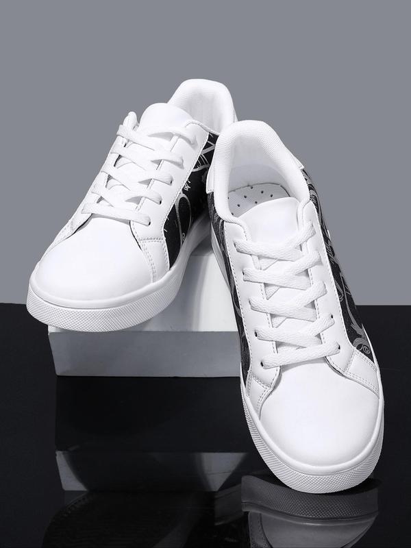 Men's Fashionable Patchwork Design Lace Up Sneakers, Casual Comfortable Breathable Sports Shoes, Male All-match Round Toe Shoes for Daily Wear