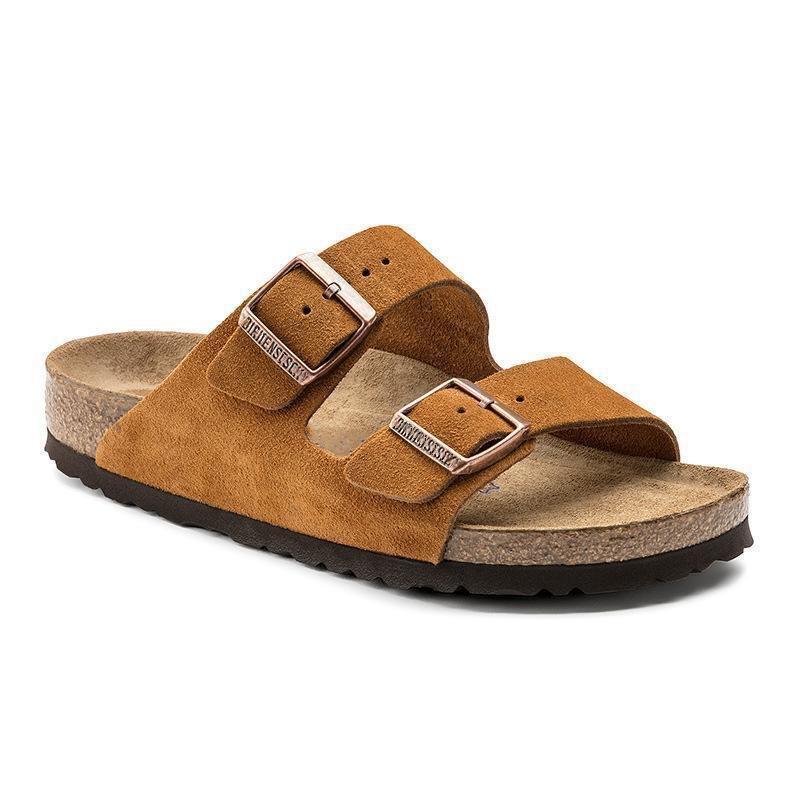 2024 New Birkenstock Cork Bottom Sandals for Men and Women – Genuine Leather Double-Breasted Flip Flops, Retro Style Birkenstock