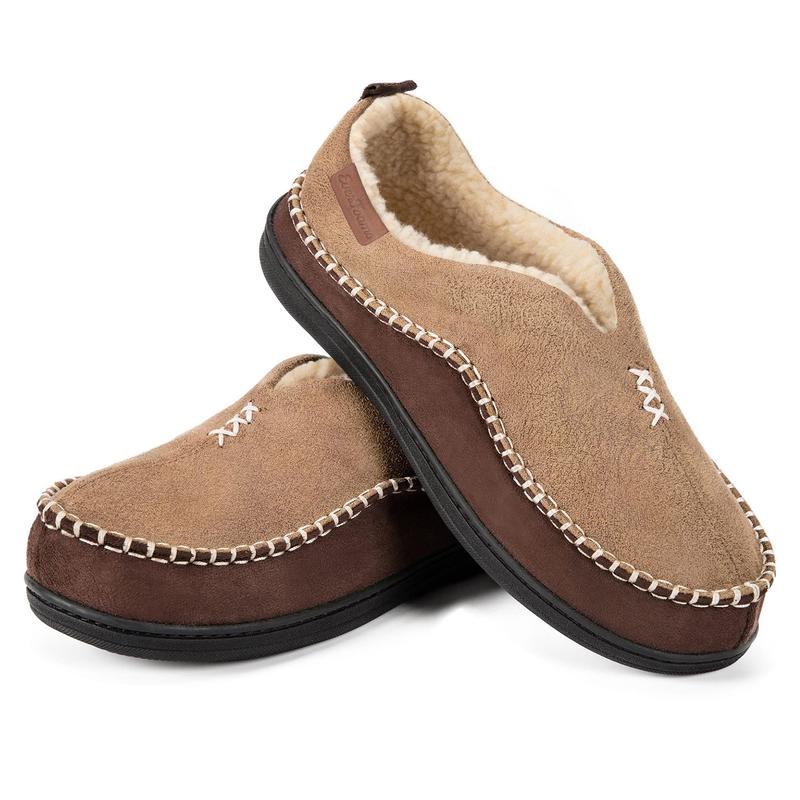 EverFoams Men's Moccasin Slippers – Classic Stylish Footwear with Soft Memory Foam, Comfortable Rubber Sole, and Cozy Fuzzy Sherpa Lining, Perfect for Winter and an Ideal Christmas Gift!