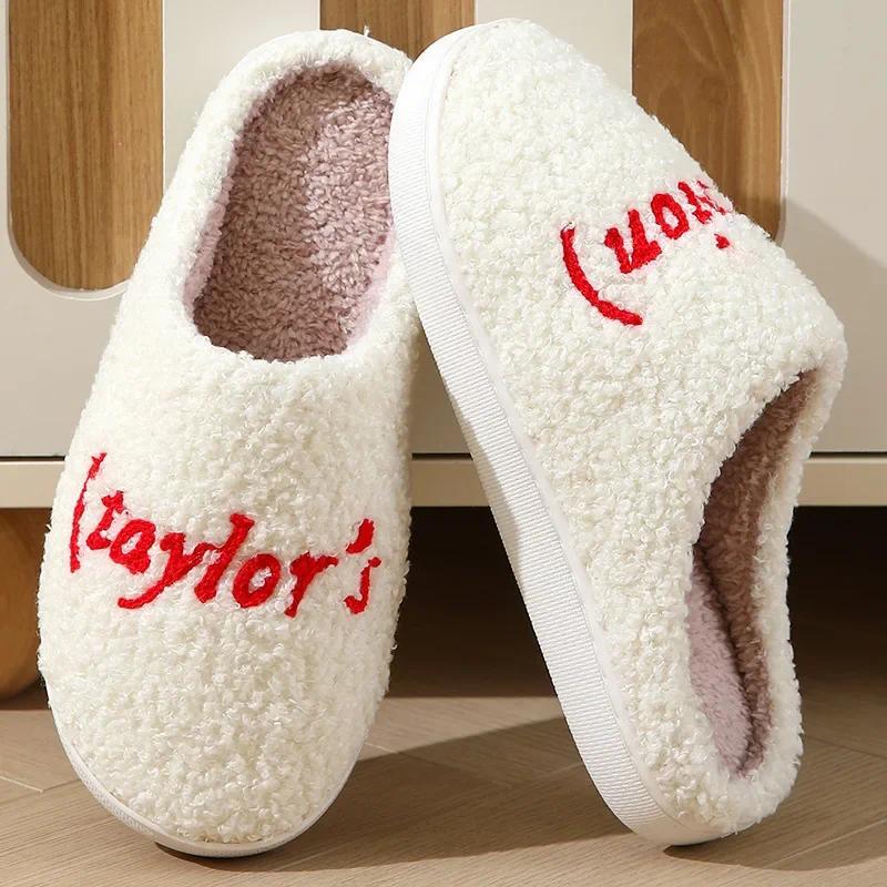 Winter Cotton Slippers Style Thick Sole Version Men Women TS Swifties Music Tour Anti-slip Fur Cushion Slides Home Shoe