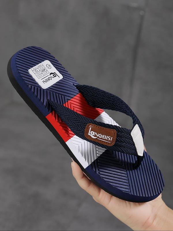 Men's Colorblock Slides Flip-flop, Casual Comfortable Flat Sandals for Beach, Lightweight Breathable Fashion Slippers for Indoor & Outdoor Wear, Fall Outfit、Fall Freshness