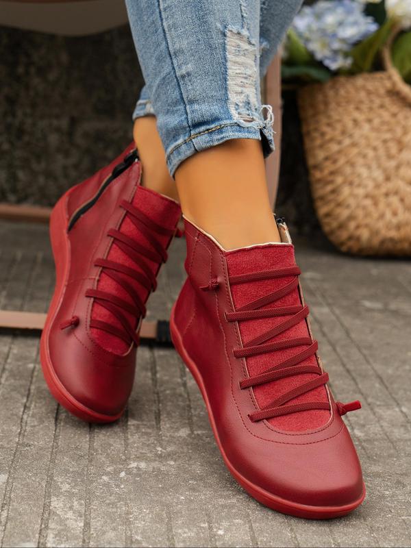 Women's Fashionable Solid Color Zipper Design Boots, Casual Comfortable Round Toe Boots for Daily Wear, Female All-match Trend Shoes for Daily Wear