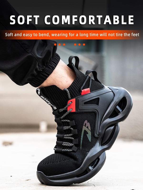 Men's Safety Shoes, Lightweight Fashionable Anti-smashing and Anti-piercing Work Shoes, Breathable Comfortable Sports Shoes for Daily Wear