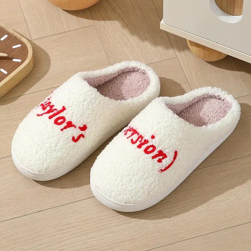 Winter Cotton Slippers Style Thick Sole Version Men Women TS Swifties Music Tour Anti-slip Fur Cushion Slides Home Shoe