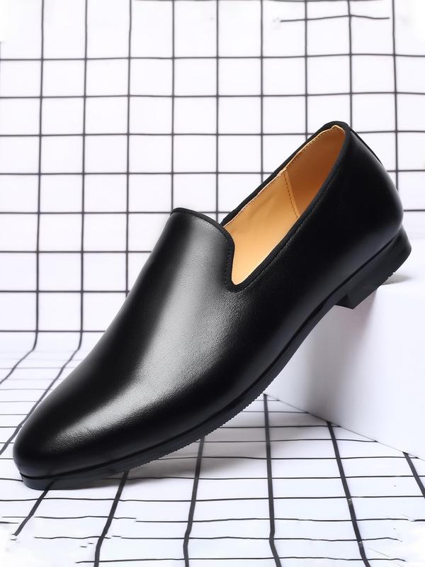 Men's Business Style Solid Color Slip on Dress Shoes, Fashionable Pointed Toe Shoes for Work Office, Casual Comfortable Shoes for Daily Wear