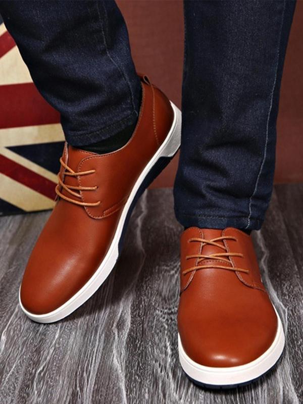 1 Pair Men's Formal Simple Style Plain Color Dress Shoes, Lightweight Round Toe Business Oxford Shoes,  Casual Dress Shoes For Work & Daily