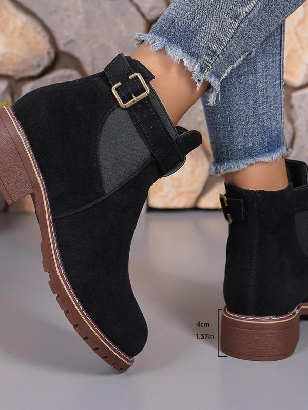 Women's Fashionable Solid Color Ankle Boots, Casual Comfortable Round Toe Boots for Daily Wear, Female All-match Trendy Shoes for Fall & Winter