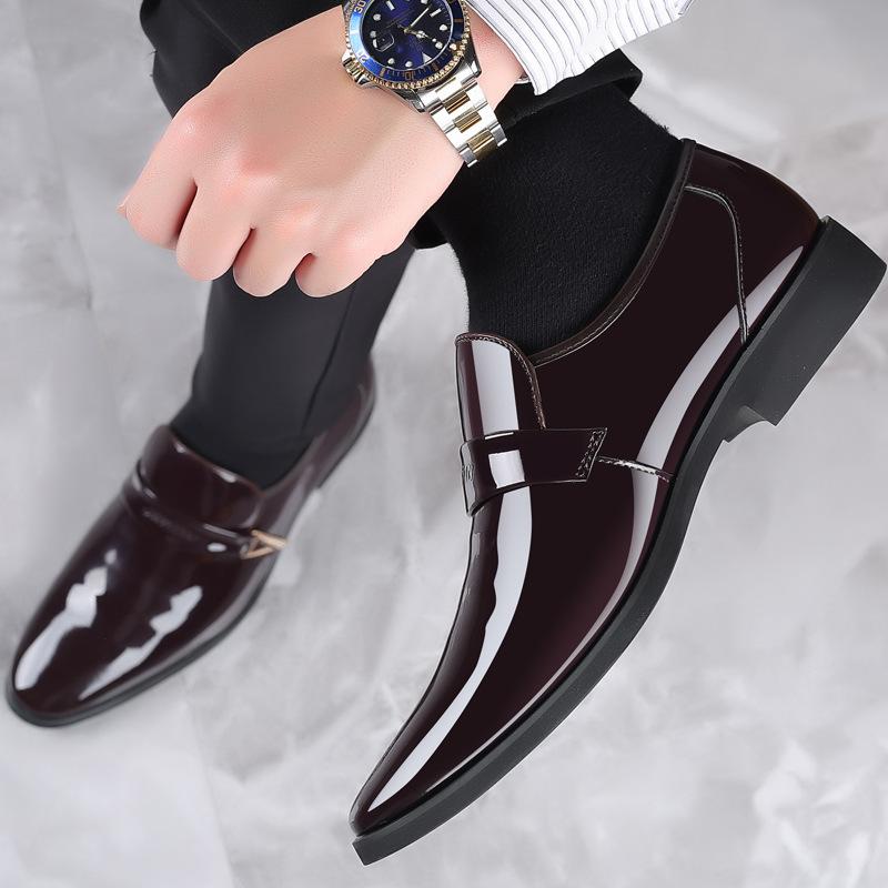 Fall New Men's Leather Shoes Bright Leather Business Casual Slip-on Loafers Hair Stylist Fashion Shoes