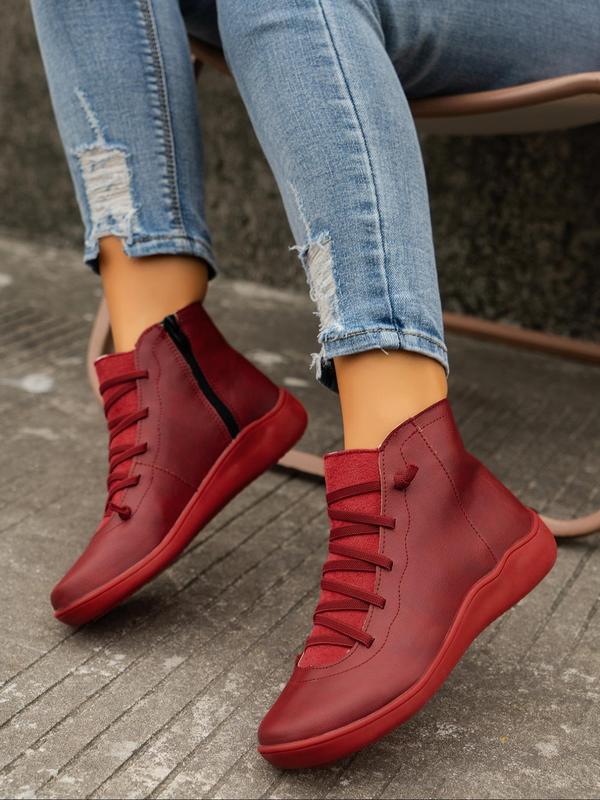 Women's Fashionable Solid Color Zipper Design Boots, Casual Comfortable Round Toe Boots for Daily Wear, Female All-match Trend Shoes for Daily Wear