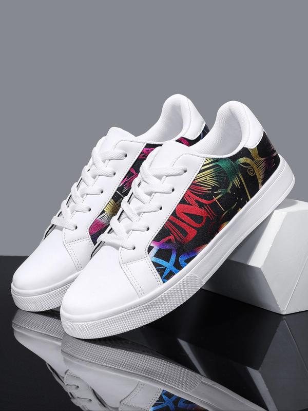 Men's Fashionable Patchwork Design Lace Up Sneakers, Casual Comfortable Breathable Sports Shoes, Male All-match Round Toe Shoes for Daily Wear