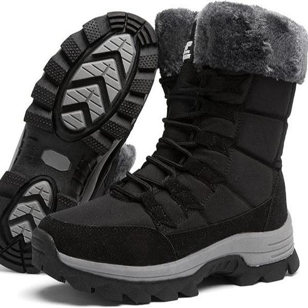 Womens Winter Fur Lined Waterproof Snow Boots Outdoor Ankle Boots Ladies Warm Shoes