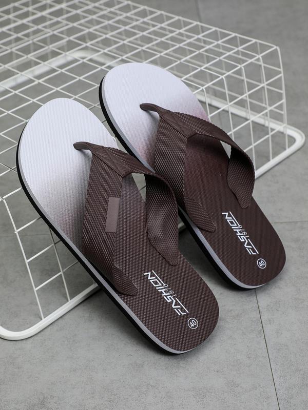 Men's Letters Print Flip Flops, 1 Pair Casual Soft Non-slip EVA Bath Slippers, Fashionable Slippers for Indoor & Outdoor Wear, Suitable for Beach Vacation & Bathroom Daily Use