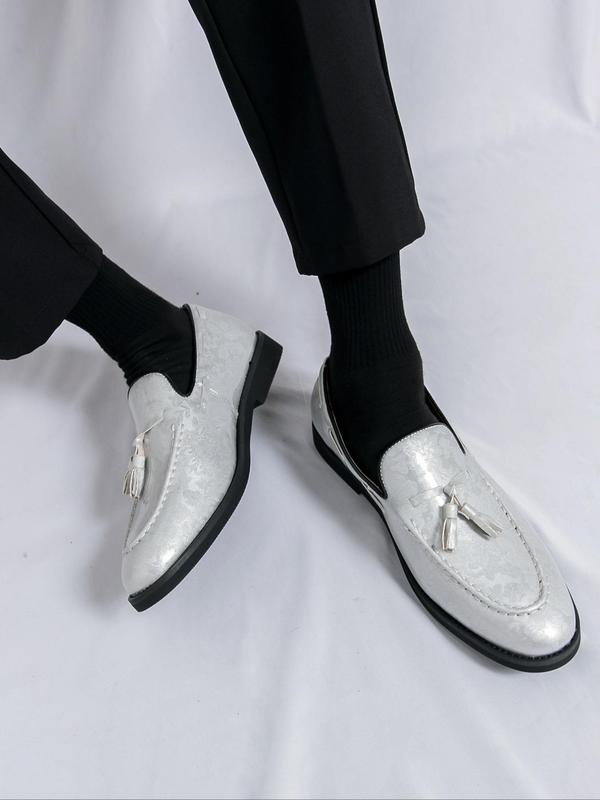 Men's Fashionable Solid Color Tassel Decor Slip on Dress Shoes, Formal Shoes for Men, Stylish All-match Shoes for Daily Wear