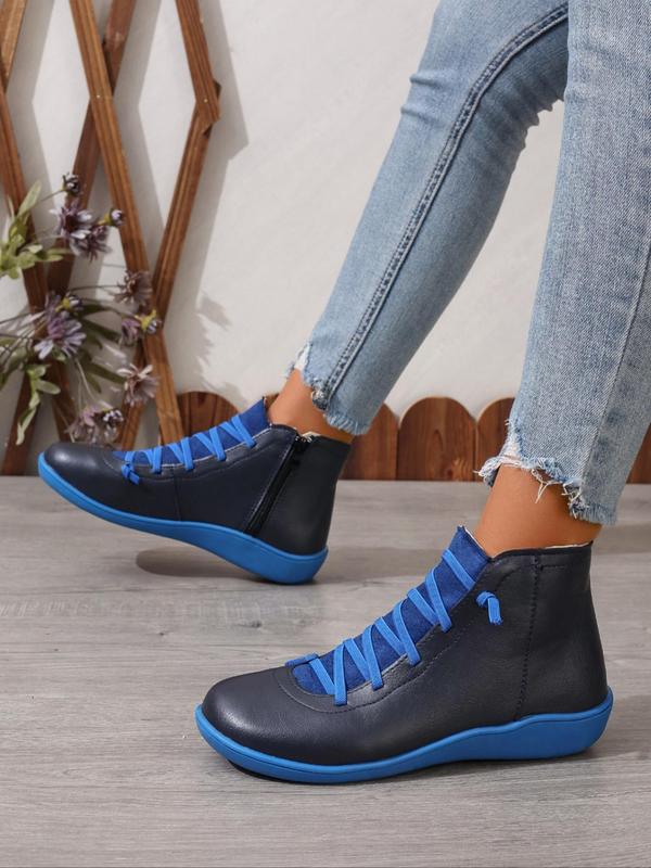 Women's Fashionable Solid Color Zipper Design Boots, Casual Comfortable Round Toe Boots for Daily Wear, Female All-match Trend Shoes for Daily Wear