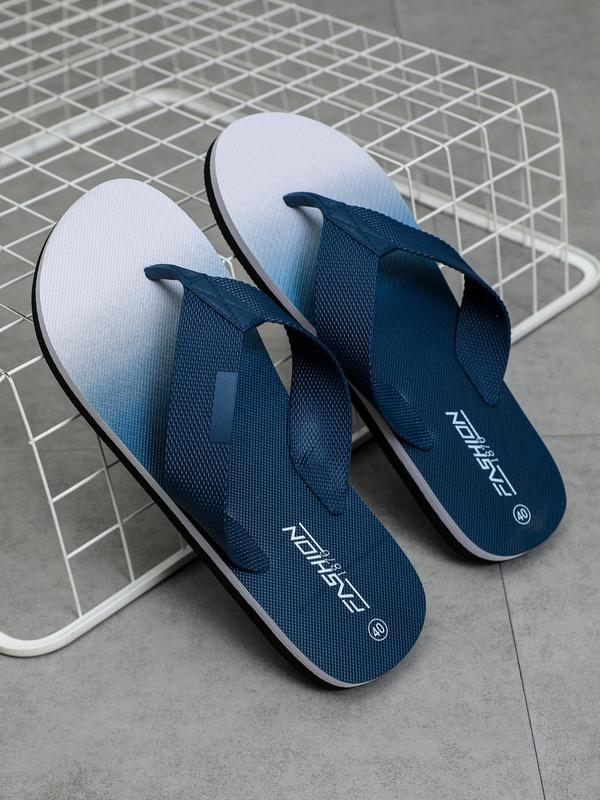 Men's Letters Print Flip Flops, 1 Pair Casual Soft Non-slip EVA Bath Slippers, Fashionable Slippers for Indoor & Outdoor Wear, Suitable for Beach Vacation & Bathroom Daily Use