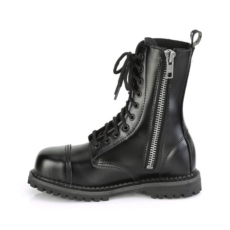 Demonia Men's Riot-10 Black Leather Ankle Boots