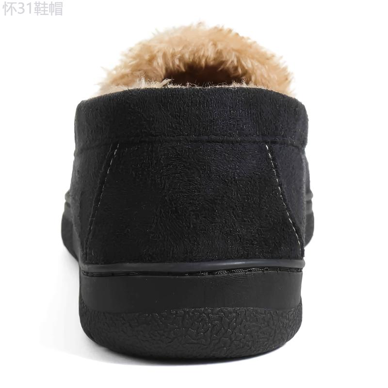 Men's Cozy Suede Moccasins - Slip-On Memory Foam Slippers with Warm Plush Fleece & Non-Slip TPR Sole Footwear Walking Shoes